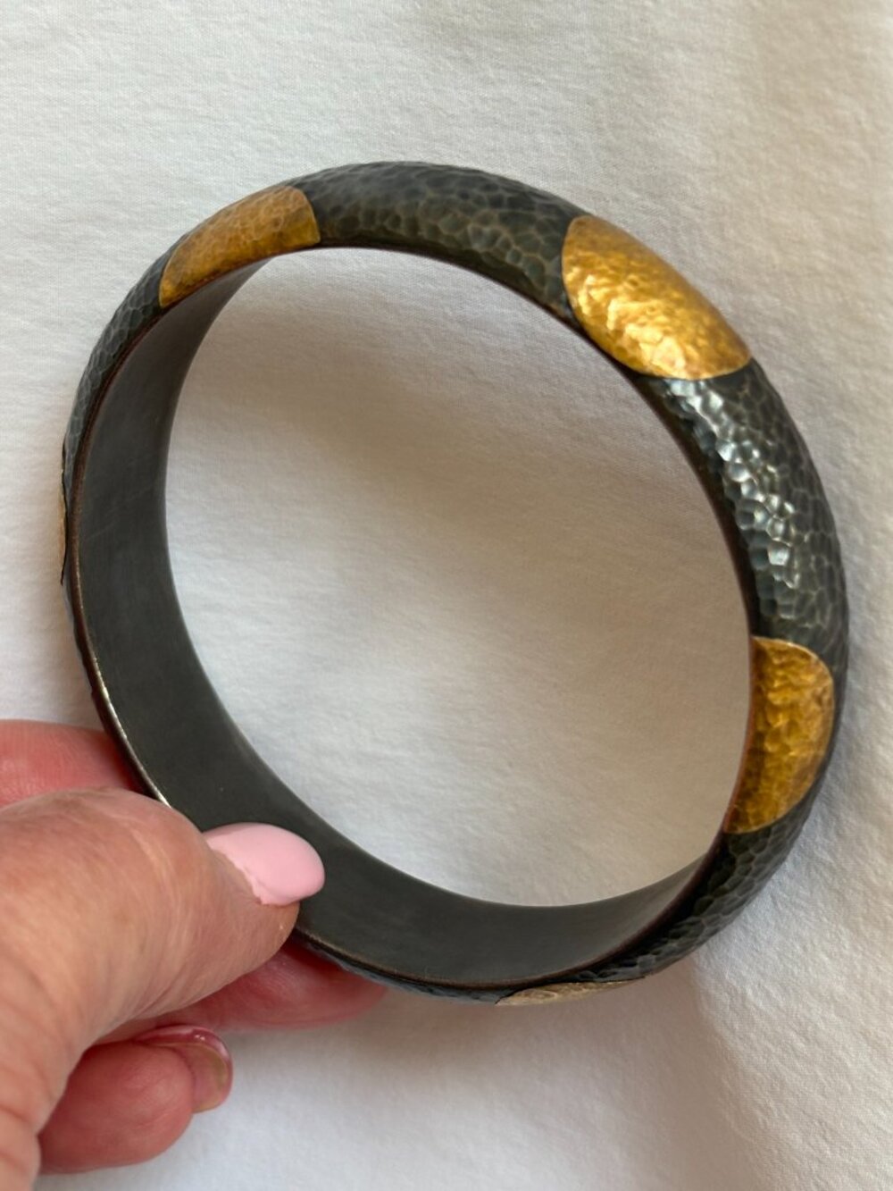 Lika Behar 24kt Gold & 925 Oxidized Stearling Silver "Polka Dot" Bangle Bracelet